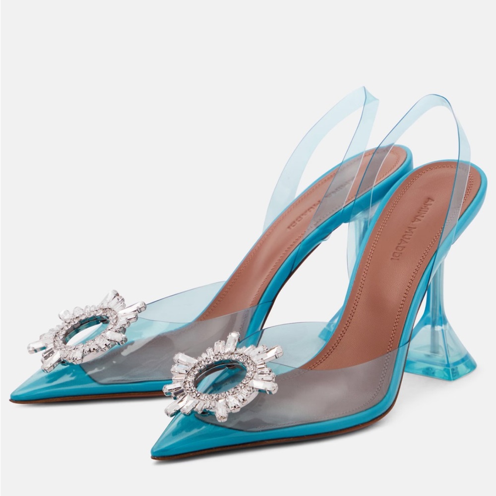 Amina Muaddi Begum Glass Point Toe Slingback Pump